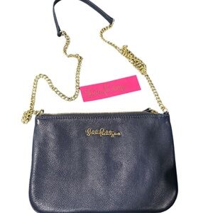 Lilly Pulitzer Dark Blue Crossbody Bag with Gold Chain